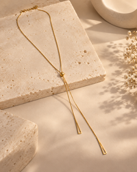 Long Tassel Necklace for Women | Gold-Tone Lariat Necklace | Minimalist Statement Jewellery