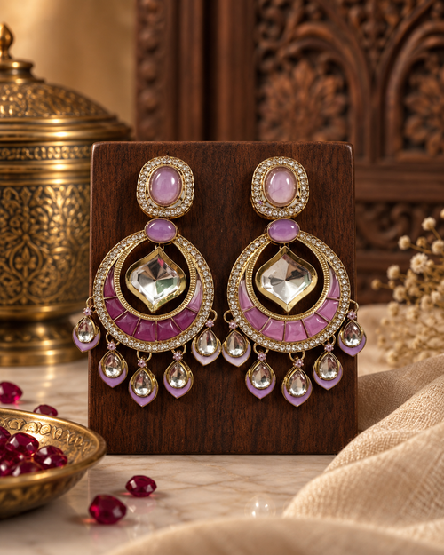 Statement Ethnic Earrings for Women, Traditional Indian Jewellery with Black Blue & Purple Stone Details, Long Drop Designer Earrings for Wedding & Festive Wear