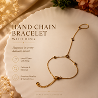 Premium Anti Tarnish Hand Chain Bracelet Ring for Women | Gold Stainless Steel Finger Bracelet with Crystal Triangle Charms | Waterproof Hand Harness Jewelry