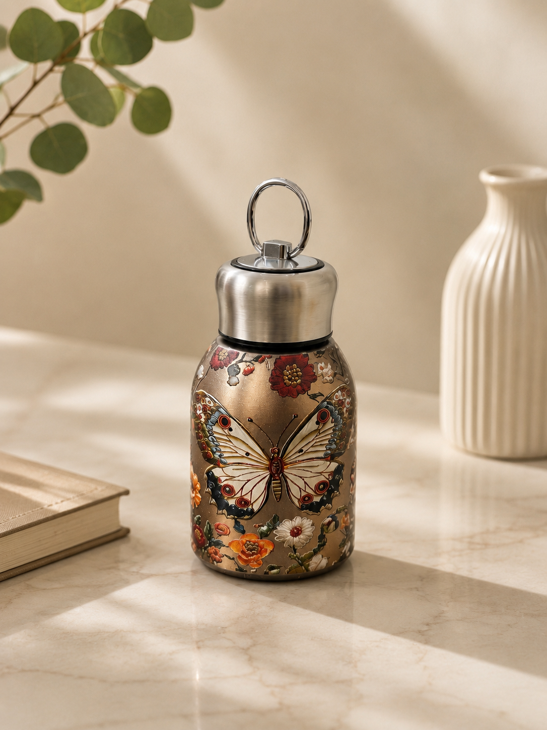 300ml Stainless Steel Leakproof Mini Water Bottle – Printed Design