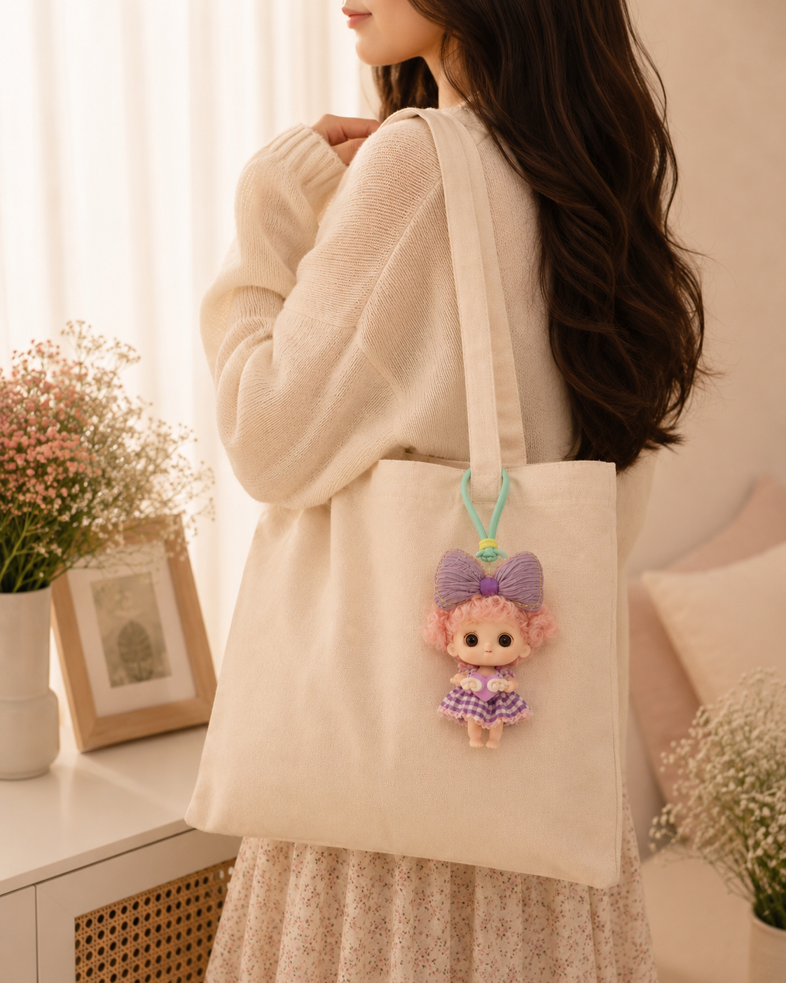 Cute Doll Keychain | Kawaii Mini Doll Bag Charm | Cartoon Figure Keyring