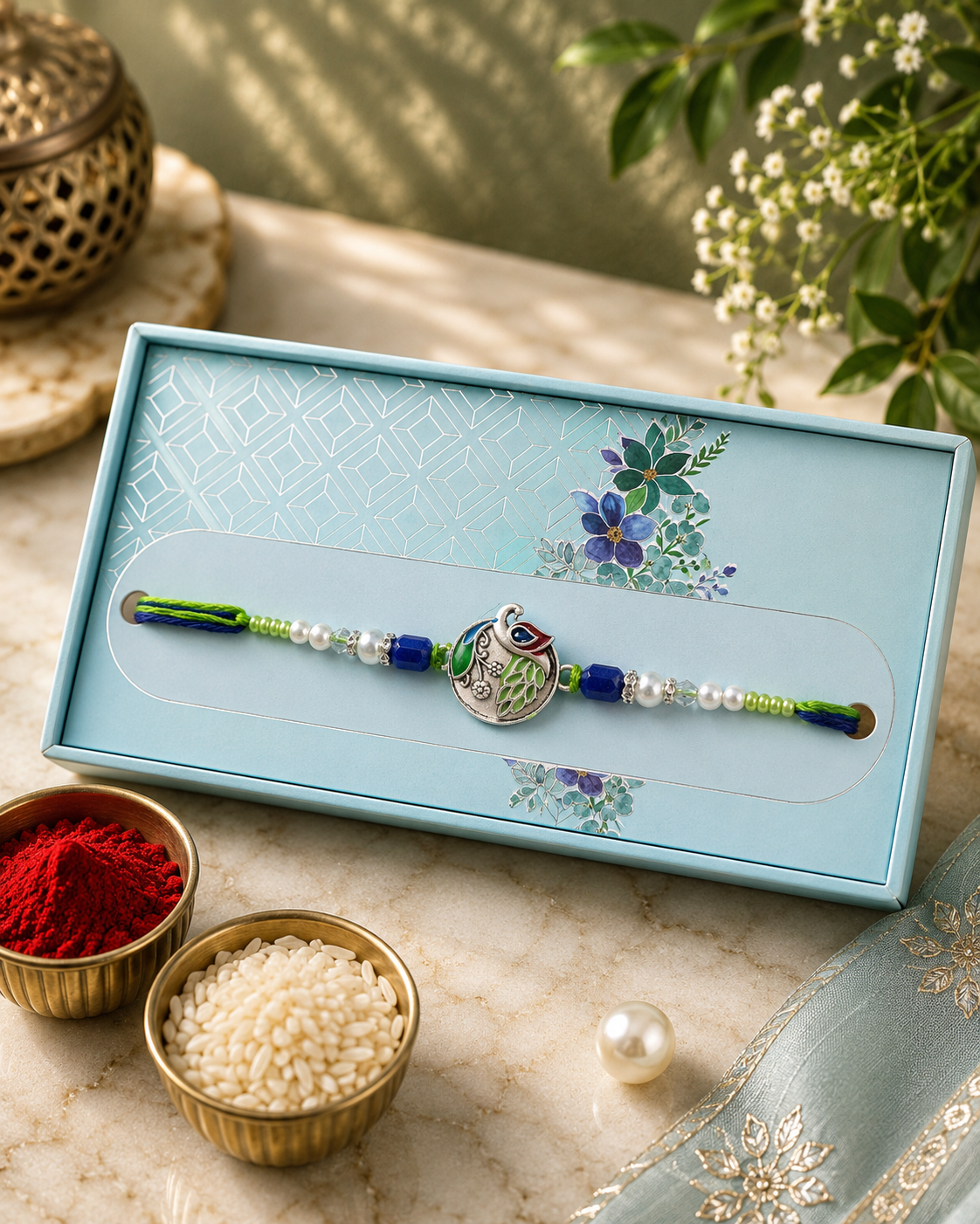 Premium Designer Rakhi for Brother | Handmade Enamel Statement Rakhi with Crystal & Metal Beads | Luxury Raksha Bandhan Gift | Jugnu Store
