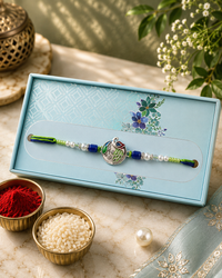 Premium Designer Rakhi for Brother | Handmade Enamel Statement Rakhi with Crystal & Metal Beads | Luxury Raksha Bandhan Gift | Jugnu Store