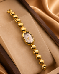 Anti Tarnish Gold Beaded Women’s Watch with White Dial | Luxury