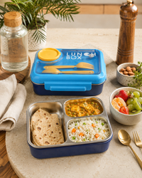 3 Compartment Stainless Steel Leakproof Lunch Box with Spoon & Fork