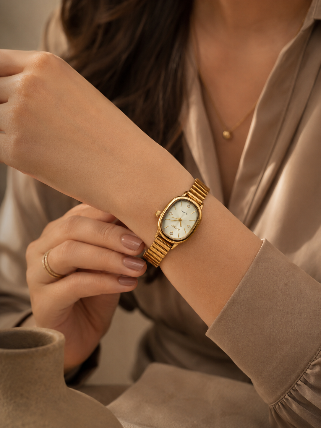 Anti Tarnish Women’s Watch with White Dial | Gold Plated Watch