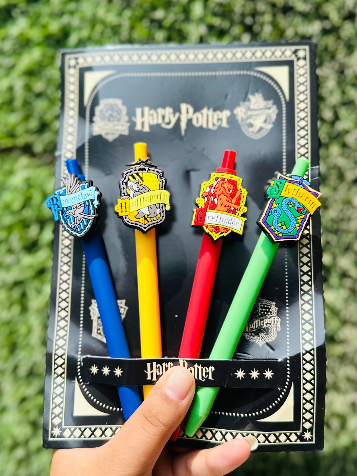 Premium Harry Potter Stationery Combo | 4 Hogwarts House Ball Pens, A5 Notebook & Harry Potter Keychain | Gift Set for Harry Potter Fans