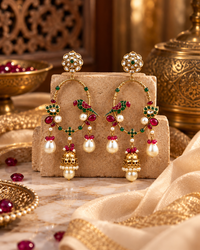 Festive Indian Earrings for Women, Lightweight Parrot Design Ethnic Earrings with Pearl Drops, Traditional Jewellery for Karwa Chauth, Diwali, Wedding & Functions