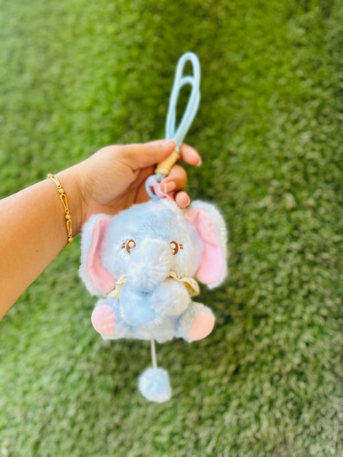 Cute Elephant Plush Keychain | Soft Blue Elephant Bag Charm with Hanging Loop for Kids, Girls & Gifting