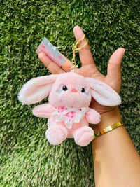 Cute Pink Bunny Plush Keychain for Girls & Kids | Soft Rabbit Bag Charm & Backpack Accessory | Adorable Rabbit Keyring