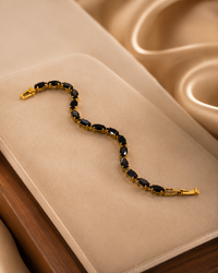 Anti Tarnish Black Stone Bracelet for Women | Gold Finish