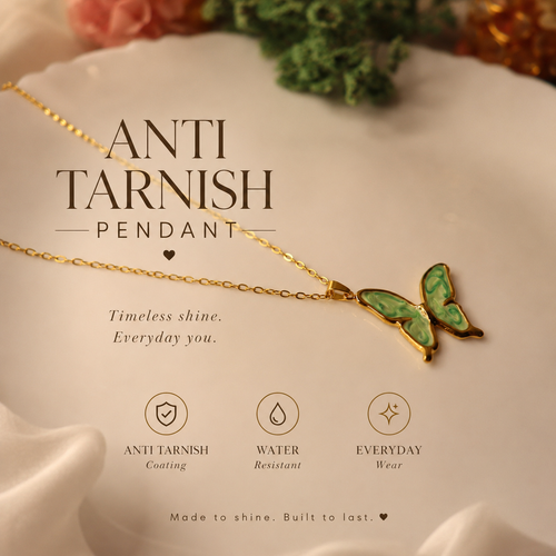 Anti Tarnish Butterfly Pendant Necklace for Women | Elegant Gold Butterfly Charm Necklace