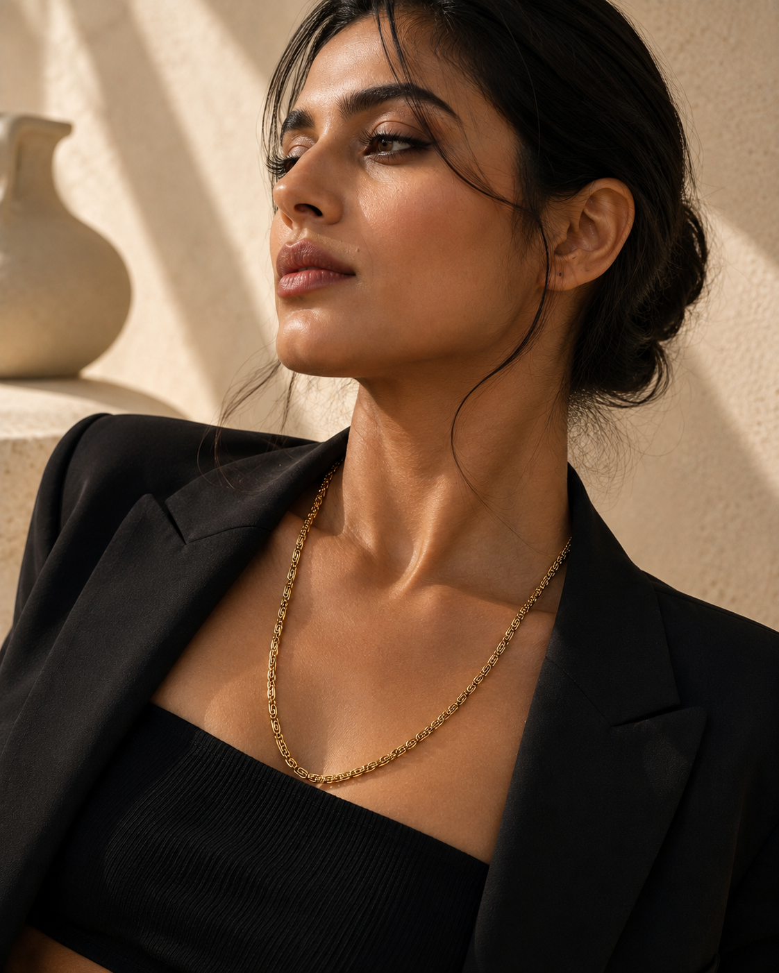 Gold Designer Link Chain Necklace for Women | Elegant Long Chain Necklace | Statement Minimalist Jewellery