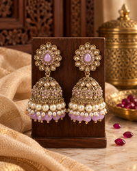 Jhumka Earrings for Women, Festive Indian Heavy-Look Lightweight Trending Jhumkas, Unique Traditional Earrings for Karwa Chauth, Diwali, Weddings & Functions