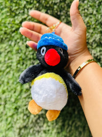 Sound-Making Penguin Plush Keychain with Blue Cap, Cute Soft Bag Charm & Backpack Charm for Kids, Girls, Boys and Gifting