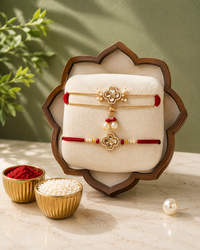 Bhaiya Bhabhi Couple AD Rakhi Set | Premium Designer American Diamond Lumba & Bhai Rakhi Combo, Handmade Luxury Raksha Bandhan Gift | 3 Variants | Jugnu Store