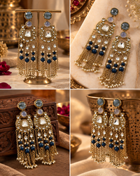 Festive Indian Earrings for Women, Lightweight Heavy-Look Statement Earrings, Unique Ethnic Jewellery, 2 Colour Variants for Karwa Chauth, Diwali, Weddings & Functions
