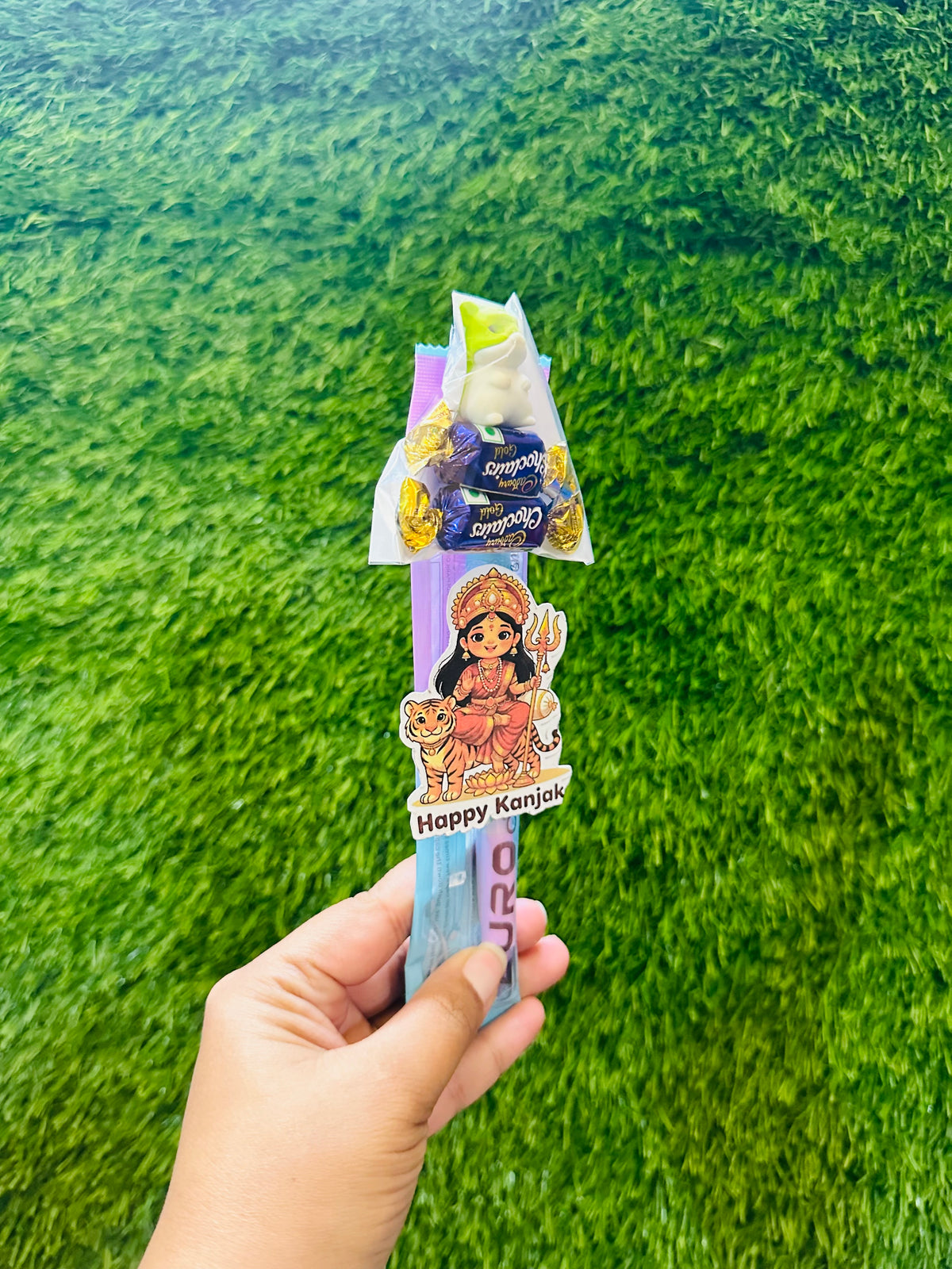 Navratri Kanjak Hamper for Kids, Pack of 12 Gift Sets with Doms Mechanical Pencil, Fun Eraser and 2 Candies, Kanya Pujan Return Gift for Children