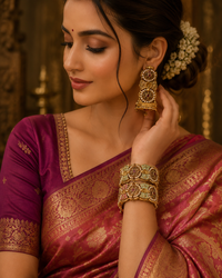 Jugnu Premium Heritage Pearl Kada Bracelet Set (Set of 2)
