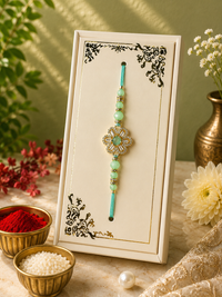 Premium Floral AD Rakhi | Designer American Diamond Rakhi | Rakhi with Roli & Chawal