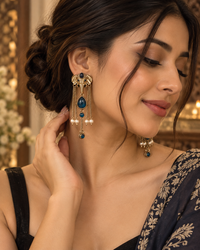 Elephant Earrings for Women, Traditional Indian Long Dangle Earrings with Elephant Motif, Multicolor Stone & Bead Detailing, Ethnic Statement Jewellery for Festive & Party Wear