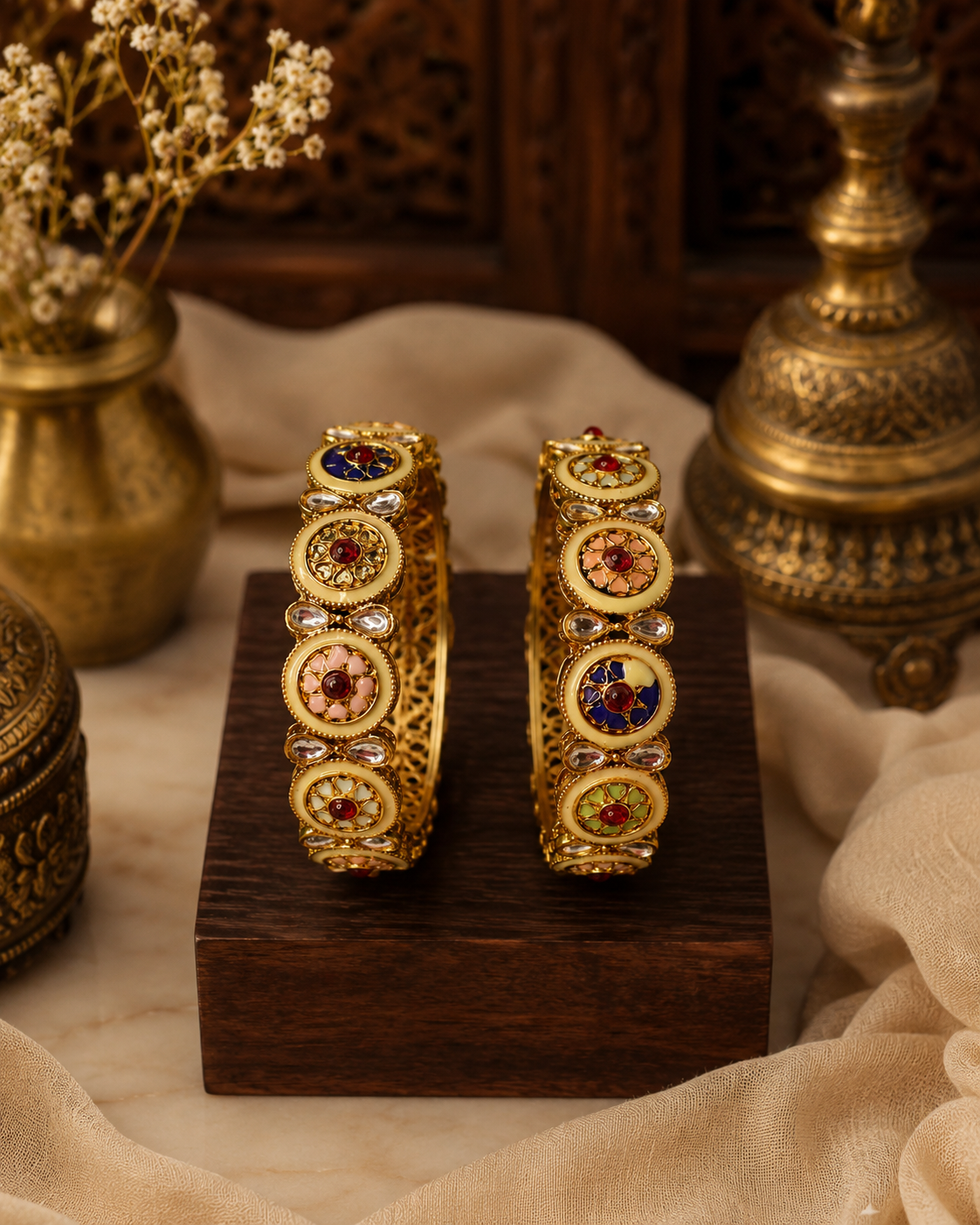 Jugnu Royal Multicolor Meenakari Kada Set of  2 | Size- 2.6 & 2.8
