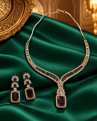 Indian AD Hasli Necklace Set for Women, Heavy Look Statement Necklace with Matching Earrings for Karwa Chauth, Wedding, Festive, Diwali & Party Wear