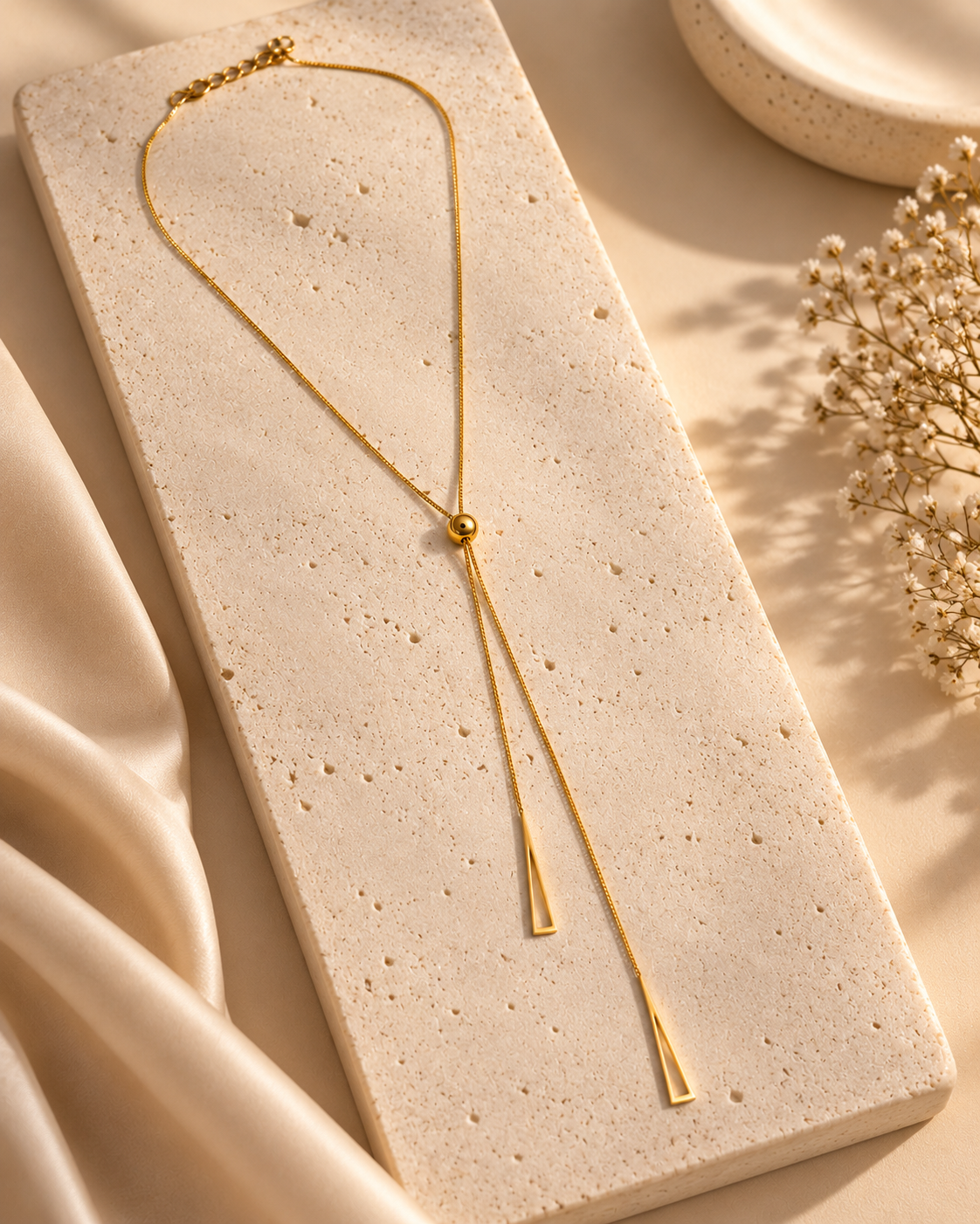 Long Tassel Necklace for Women | Gold-Tone Lariat Necklace | Minimalist Statement Jewellery