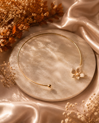 Turkish Floral Choker Necklace for Women | Elegant Gold Tone Statement Choker with Pearl Detail