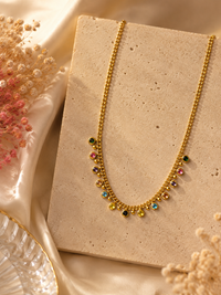 Premium Anti Tarnish Multicolor Crystal Necklace for Women | Gold Stainless Steel | Waterproof & Hypoallergenic