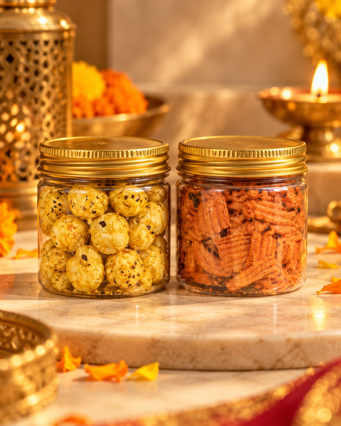 Diwali Gift Hamper with Lantern Candle Holders and Traditional Decor