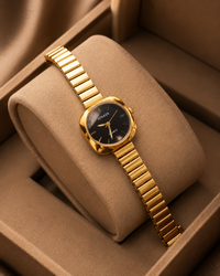 Anti Tarnish Women’s Watch with Ruby & Black Dial | Gold Plated