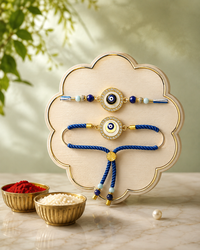 Evil Eye Bhaiya Bhabhi Couple Rakhi Set | Premium Designer Rakhi & Lumba Combo for Brother and Bhabhi | Handmade Nazar Protection Rakhi | Jugnu Store