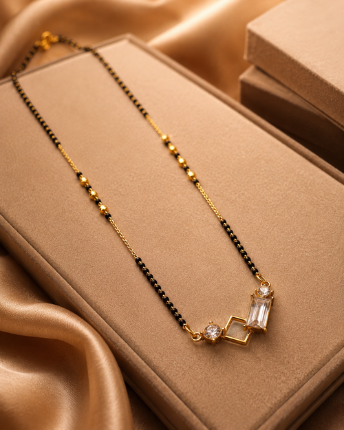 Anti Tarnish Geometric Crystal Mangalsutra for Women | Daily Wear