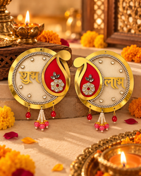 Shubh Labh Door Stickers Set of 2 | Golden Decorative Wall Stickers for Diwali, Mandir, Windows & Home Entrance
