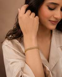 Anti Tarnish Crystal Tennis Bracelet for Women | Gold Finish