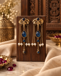 Elephant Earrings for Women, Traditional Indian Long Dangle Earrings with Elephant Motif, Multicolor Stone & Bead Detailing, Ethnic Statement Jewellery for Festive & Party Wear