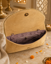 Beige Floral Embellished Clutch Bag | Wedding & Party Clutch