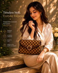 Classic Checkered Hand Bag for Women with Sling Strap | Premium Structured Shoulder Bag