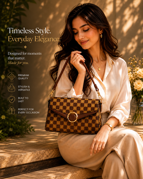 Classic Checkered Hand Bag for Women with Sling Strap | Premium Structured Shoulder Bag