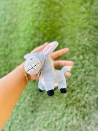 Cute Donkey Plush Keychain | Soft Grey Animal Bag Charm & Keyring | Adorable Donkey Keychain