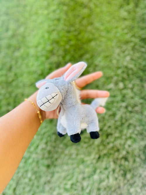 Cute Donkey Plush Keychain | Soft Grey Animal Bag Charm & Keyring | Adorable Donkey Keychain