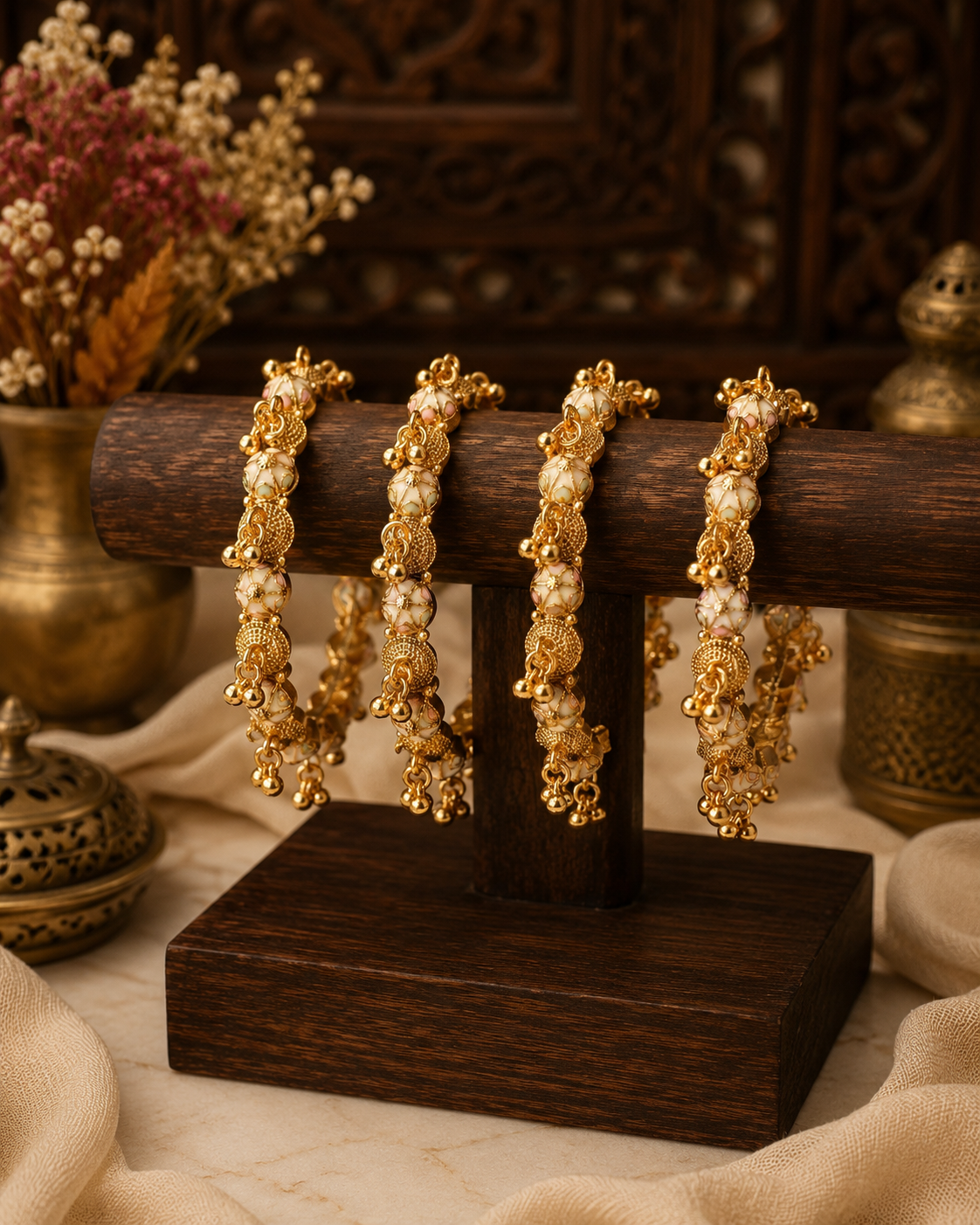 Jugnu Heritage Meenakari Pearl Bangle Set