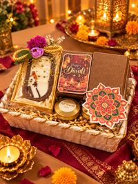 Diwali Gift Hamper with Scented Candle, Shubh Labh, Makhana and Mugs