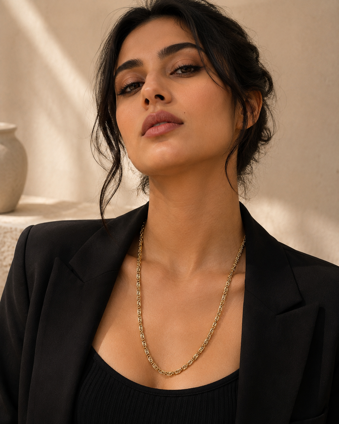Gold Designer Link Chain Necklace for Women | Elegant Long Chain Necklace | Statement Minimalist Jewellery
