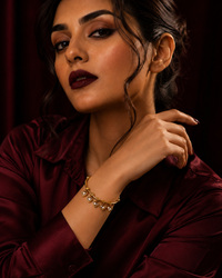 Anti Tarnish Heart Charms Bracelet for Women | Gold-Tone Heart Charm Bracelet | Cute Romantic Jewellery for Girls | Stylish Everyday & Party Wear