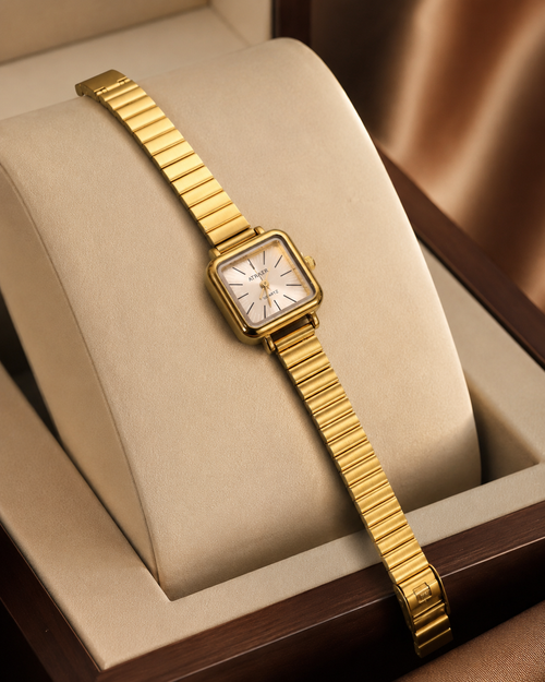 Anti Tarnish Gold Women’s Watch with White Dial | Premium Watch