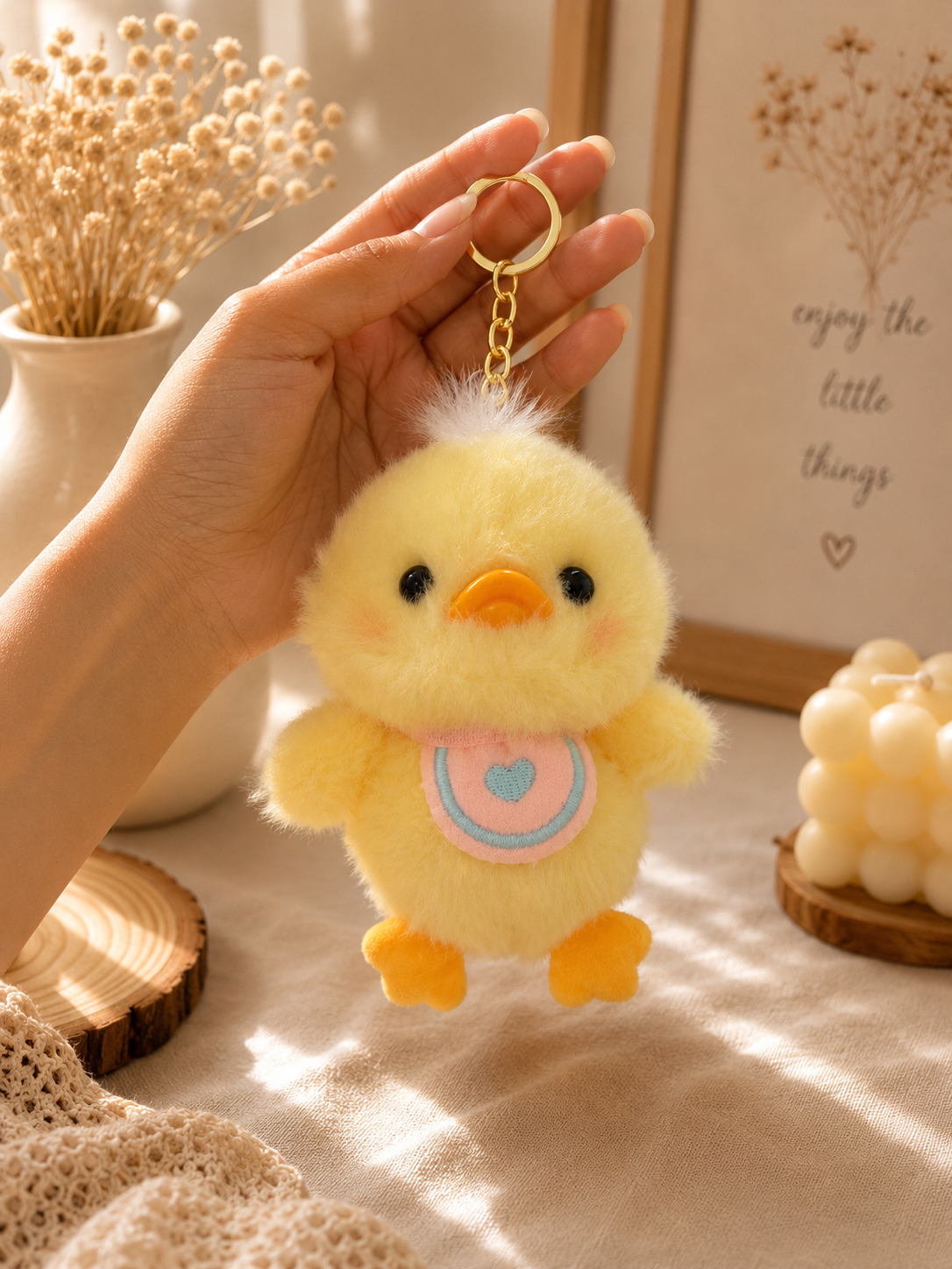 Cute Chick Plush Keychain | Soft Yellow Duck Bag Charm & Keyring