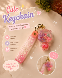 Bubble Bear Acrylic Keychain | Cute Kawaii Bag Charm | Pink Aesthetic Keyring Accessory