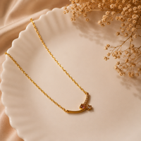 Anti Tarnish Pink Star Charm Necklace | Gold Minimalist Pendant Necklace for Women